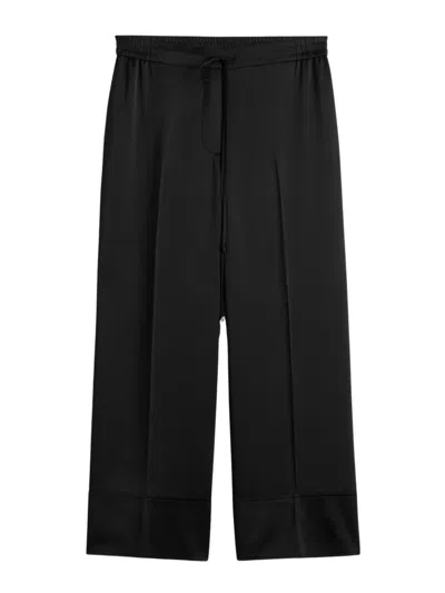 Totême Toteme Satin Trousers With Drawstring Waist In Black