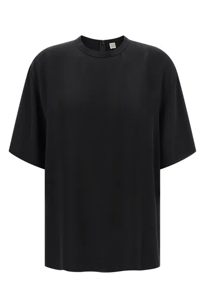 Totême Satin T-shirt In Black