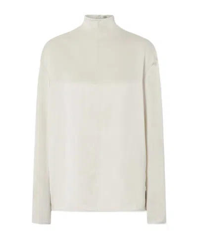 Totême Satin Turtleneck Blouse In White