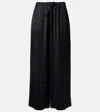 Totême Satin Wide-leg Pants In Black