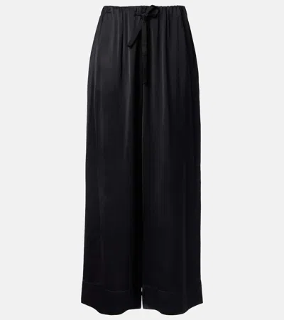 Totême Satin Wide-leg Pants In Black