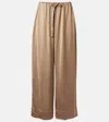 Totême Satin Wide-leg Pants In Brown