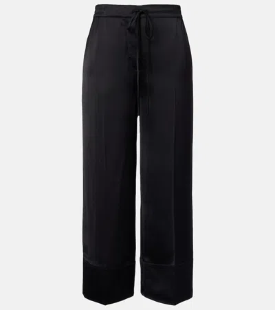 Totême Satin Wide-leg Pants In Black