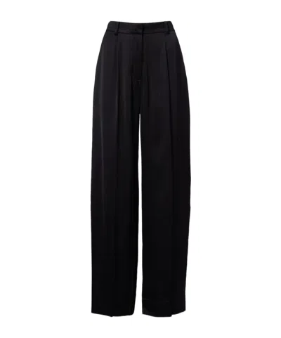 Totême Satin Wide-leg Pants In Black