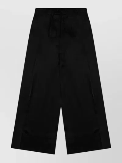 Totême Wide-leg Satin-finish Pants With Adjustable Drawstring In Black