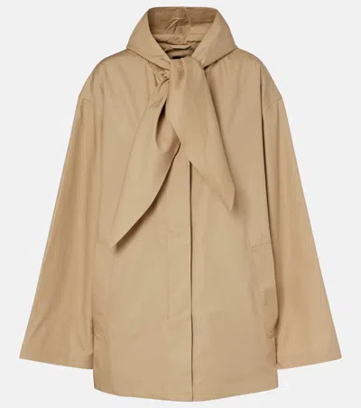 Totême Scarf-detail Cotton Jacket In Brown