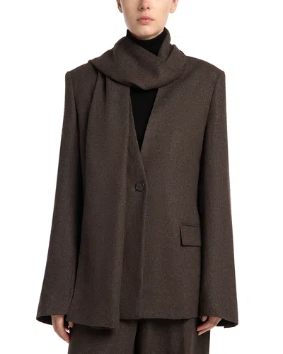 Totême Scarf Lapel Single Button Blazer In Brown