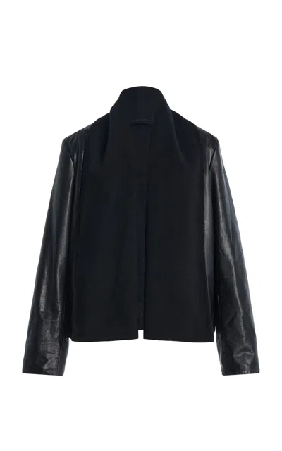 Totême Toteme Scarf Leather Jacket In Black
