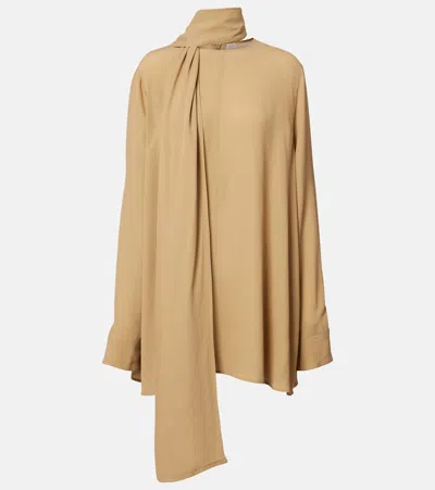 Totême Draped Scarf Long Sleeve Blouse In Brown