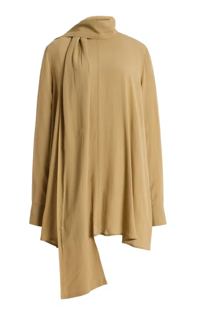 Totême Toteme Scarf-neck Crepe Top In Brown