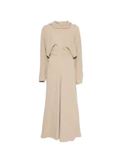 Totême Scarf-neck Draped Maxi Dress In Neutral