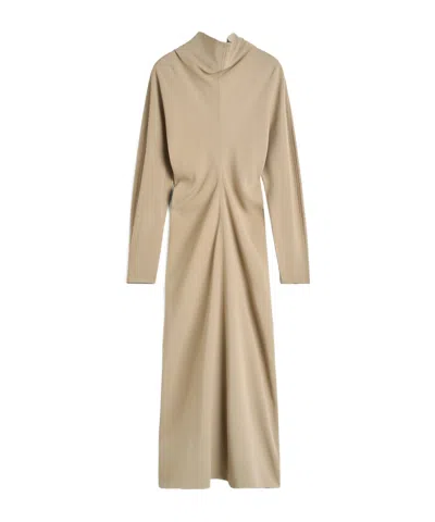 Totême Scarf-neck Long Sleeved Maxi Dress In Brown