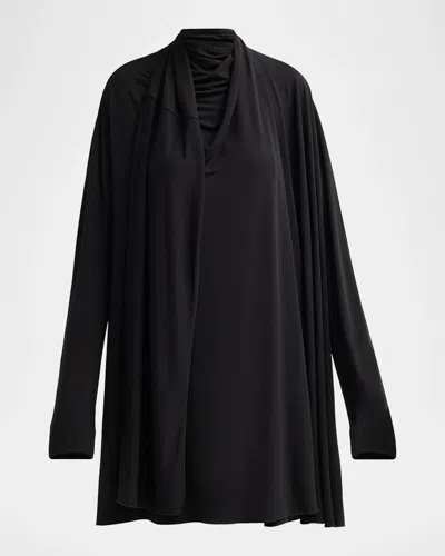 Totême Scarf-trim Jersey Knee-length Dress In Black