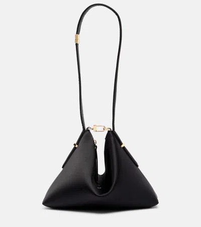 Totême Scoop Mini Satin Shoulder Bag In Black