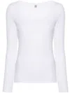 Totême Womens Ecru Ribbed Scoop-neck Stretch-wool Blend Top In Weiss