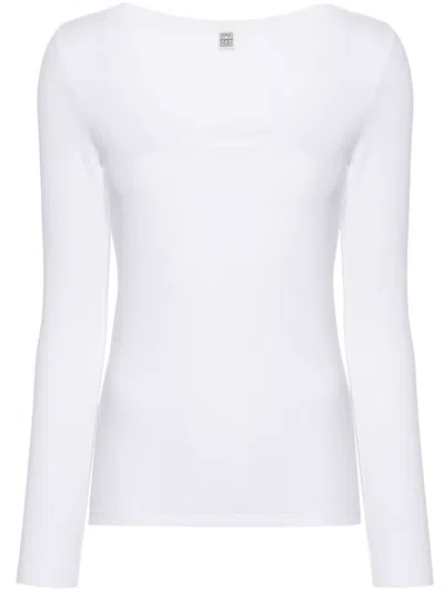 TOTÊME SCOOP-NECK FINE-RIBBED T-SHIRT