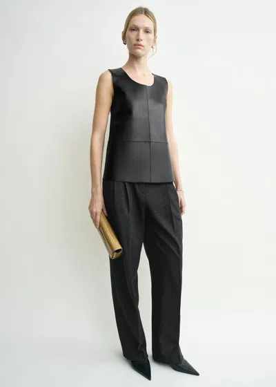 Totême Scoop-neck Leather Top Black
