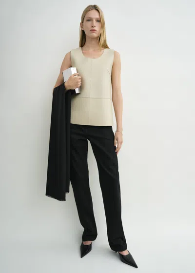 Totême Scoop-neck Leather Top Sand In Neutral