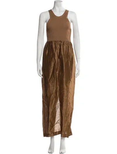 Pre-owned Totême Scoop Neck Long Dress In Brown