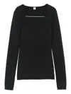 Totême Scoop-neck Long-sleeve Knit Top In Black
