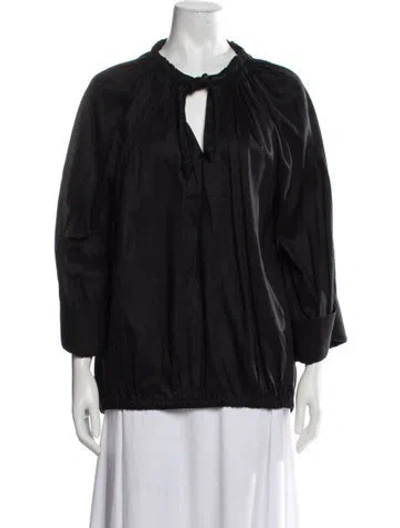 Pre-owned Totême Scoop Neck Short Sleeve Blouse In Black