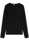 Totême Toteme Scoop-neck Stretch-wool Top In Black