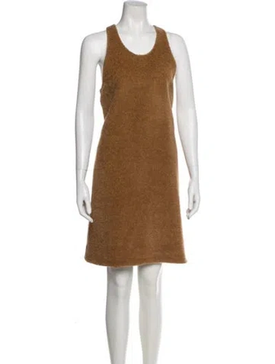 Pre-owned Totême Scoop Neck Wool Teddy Knee-length Dress W/ Tags In Brown