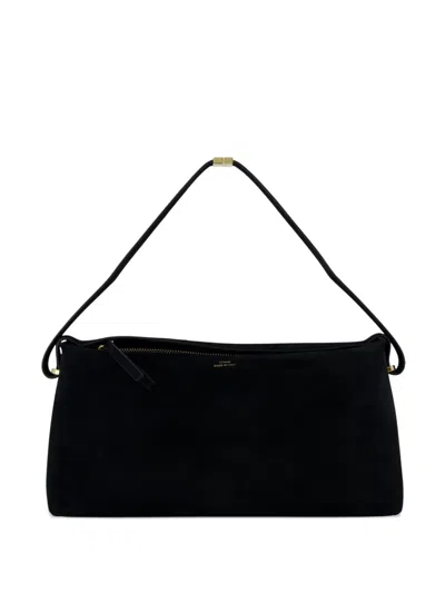 Totême Scoop Suede Zip-fastening Shoulder Bag In Black