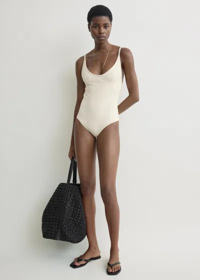 Totême Scoop Swimsuit Ecru In Neutral