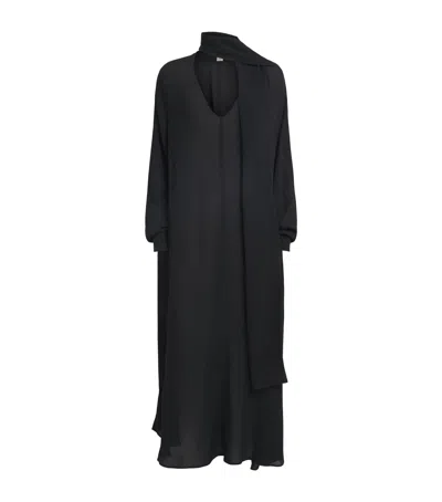 Totême Toteme Scoop-neck Scarf Maxi Dress In Black