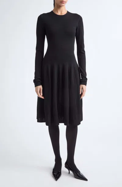 Totême Toteme Sculpted Knit Long Sleeve Dress In Black