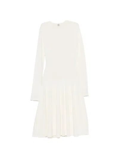 Totême Sculpted Knit Midi Dress In White