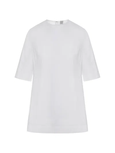 Totême Toteme Slim Fit Short-sleeved Cotton Crew-neck Top In White