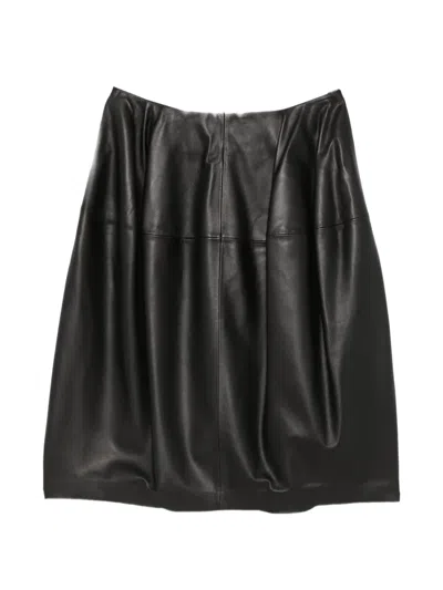 Totême Sculptural Leather Skirt In Black
