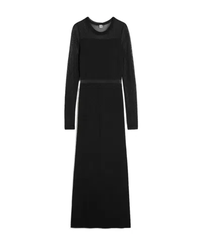 Totême Semi-sheer Fine-knit Maxi Dress In Black