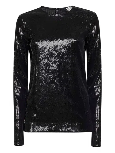 Totême Sequin Crew-neck Top In Black