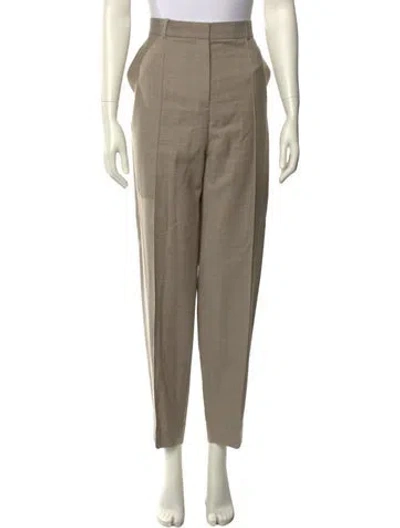 Pre-owned Totême Sewn Pleat Wool Trousers Straight Leg Pants In Neutral