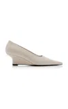 Totême Sharp Leather Wedge Pumps In White