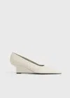 Totême Sharp Leather Wedge Pumps In White