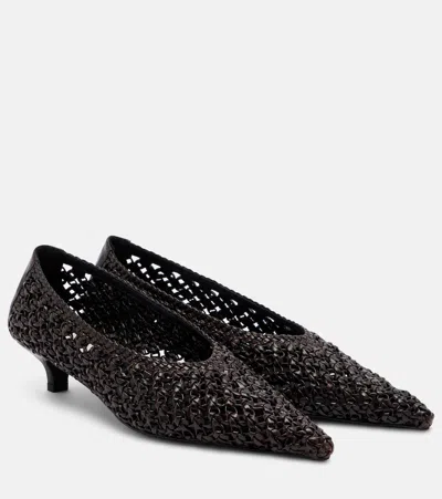 Totême Sharp Woven Leather Pumps In Brown