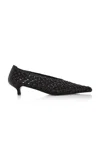 Totême Toteme Sharp Woven-leather Kitten Pumps In Black