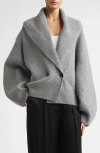 Totême Toteme Shawl Collar Wool Rib Cardigan In Gray
