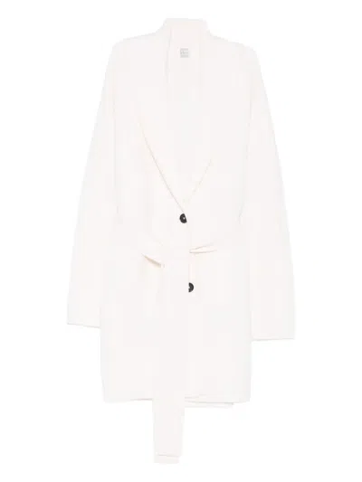 Totême Shawl-lapel Belted Knitted Coat In Neutral