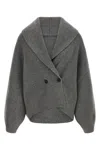 Totême Womens Grey Shawl-lapel Knitted Wool-blend Cardigan In Gray