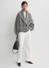 Totême Womens Grey Shawl-lapel Knitted Wool-blend Cardigan In Gray