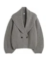 Totême Womens Grey Shawl-lapel Knitted Wool-blend Cardigan In Multi