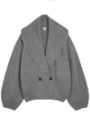 Totême Womens Grey Shawl-lapel Knitted Wool-blend Cardigan In Gray