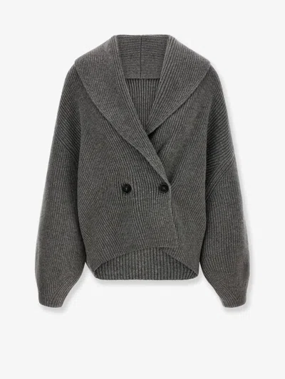 Totême Shawl-lapel Wool Cardigan In Gray