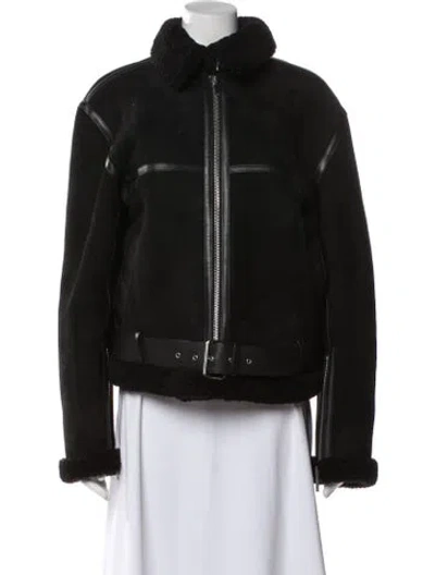 Pre-owned Totême Shearling Aviator Lamb Leather Fur Jacket W/ Tags In Black