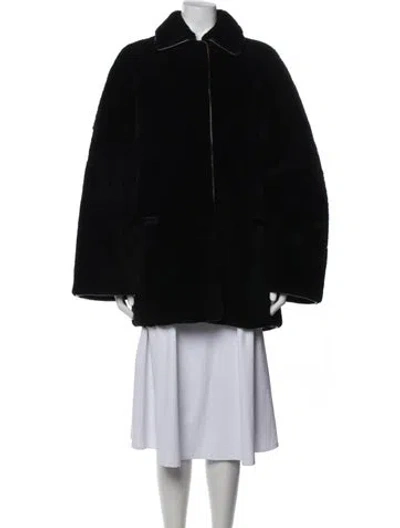 Pre-owned Totême Shearling Coat In Black